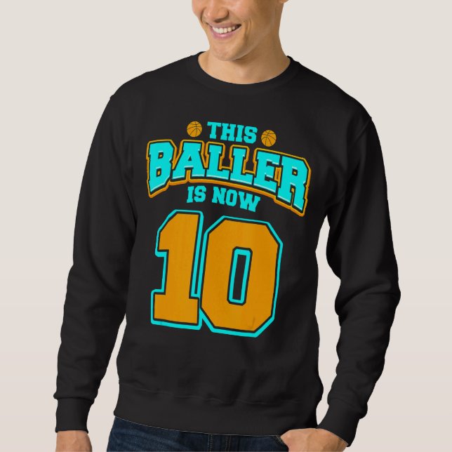 Sudadera 10.º Cumpleaños Para Muchacho Baloncesto Niño De 1 (Anverso)
