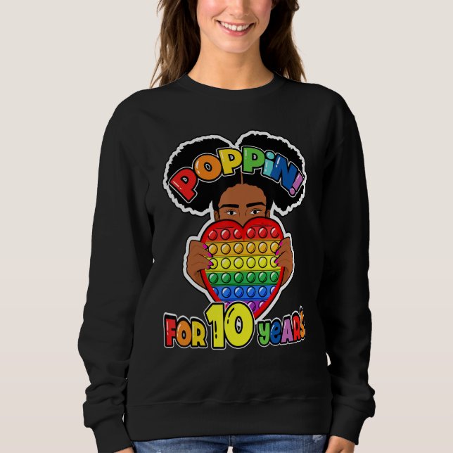 Sudadera 10.º cumpleaños Pop It Fidget Niños afroamericanos (Anverso)