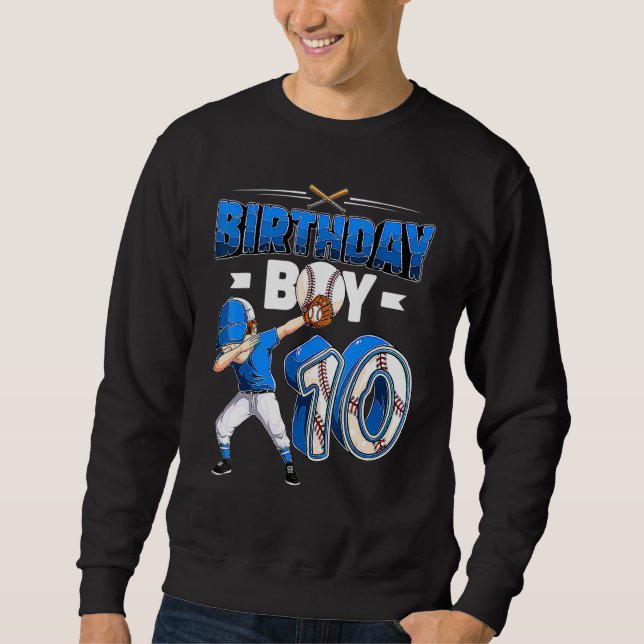 Sudadera 10 años de edad Fiesta de cumpleaños de béisbol Te (Anverso)