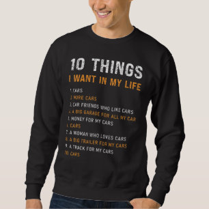 Sudadera 10 Cosas Que Quiero En El Coche De Mi Vida