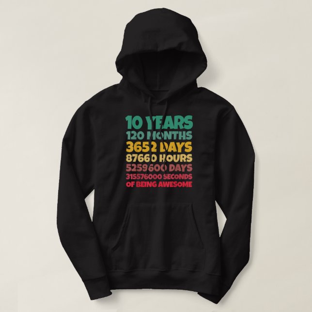 Sudadera 10th Birthday Gift Boy 10 Years Being Awesome (Diseño del anverso)