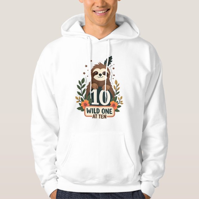 Sudadera 10th Birthday Sloth Vintage Wild One Shirt (Anverso)