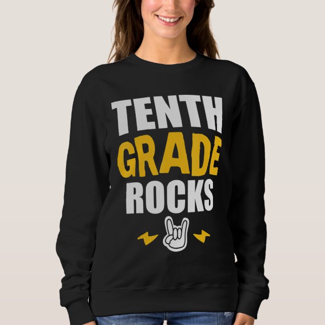 Sudadera 10th Grade Rocks   Back To School Music Teacher St (Anverso)