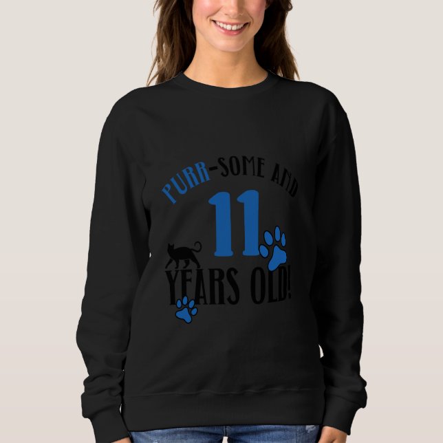 Sudadera 11.º cumpleaños 11 años de edad Gato Mamá Gato Ama (Anverso)