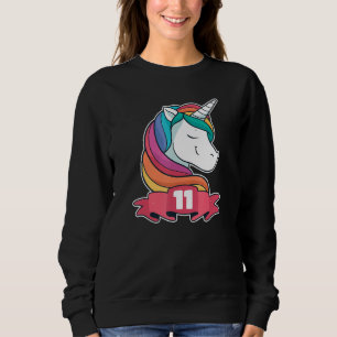 Sudadera 11.º Cumpleaños Para Chicas Tema Chica Unicornio