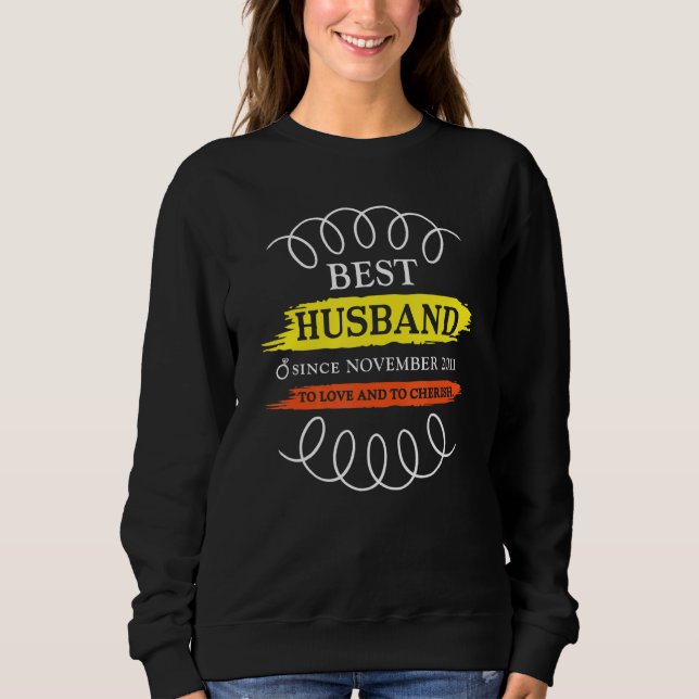 Sudadera 11th Wedding Anniversary Best Husband Since Novemb (Anverso)