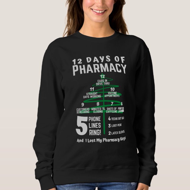 Sudadera 12 Días De Farmacia Árbol De Navidad Farmacéutico  (Anverso)