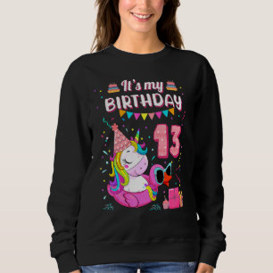 Sudadera 13.ª Chica de cumpleaños Unicorn Piscina de pato 1