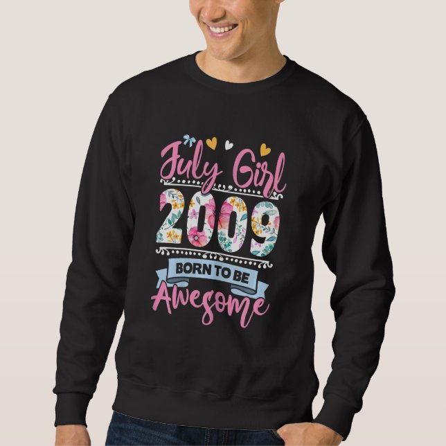 Sudadera 13.º Cumpleaños Nacido Para Ser Alegre Julio 2009  (Anverso)