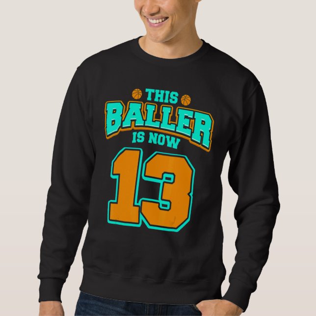 Sudadera 13.º Cumpleaños Para Niños Baloncesto Niño De 13 A (Anverso)