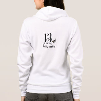 Sudadera 13 es mi número afortunado/con el gato negro