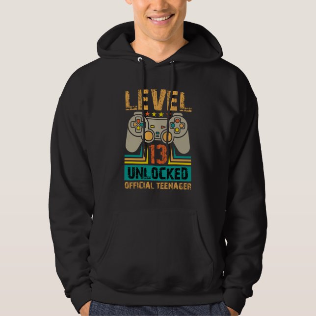 Sudadera 13th Birthday Gift Boys Level 13 Unlocked Official (Anverso)