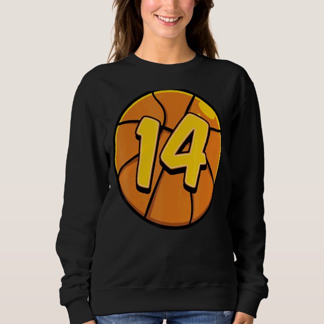 Sudadera 14 Baloncesto Tema de cumpleaños Bday Fiesta 14° C (Anverso)