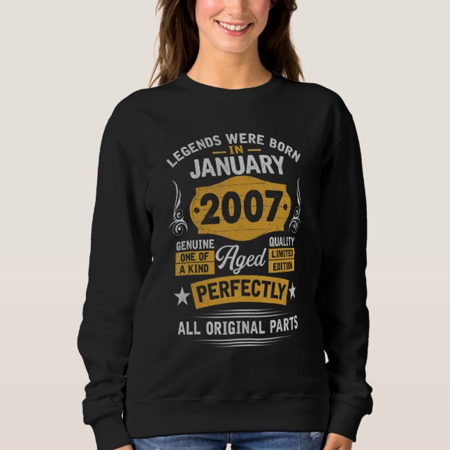 Sudadera 16.º Cumpleaños Leyendas De Enero Hechas En 2007 1 (Anverso)