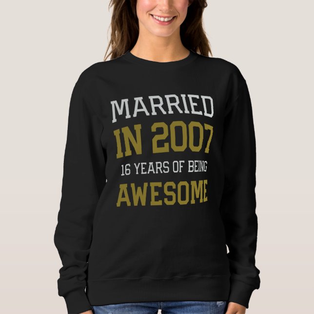 Sudadera 16th Anniversary for Men Married In 2007 Couples H (Anverso)