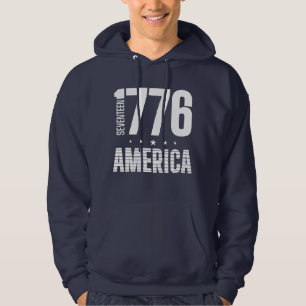 Sudadera 1776 América tipografía histórica libertad blanca