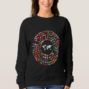 Sudadera 180 Banderas, Banderas Mundiales, Mapa Mundial con