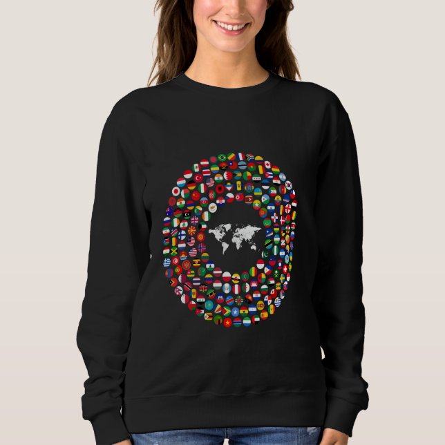 Sudadera 180 Banderas, Banderas Mundiales, Mapa Mundial con (Anverso)
