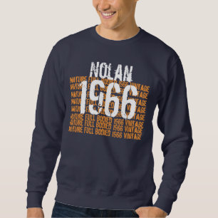 Sudadera 1966 Nacimiento Vintage Oro Azul Nombre personaliz