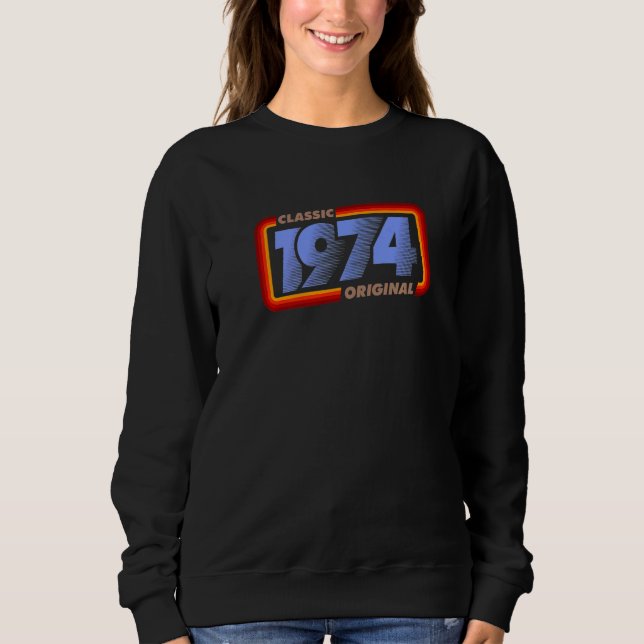Sudadera 1974 Clásico Retro Original Cumpleaños  (Anverso)