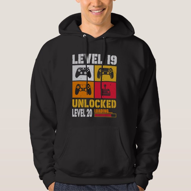 Sudadera 19° Videojuegos Nivel de cumpleaños 19 F desbloque (Anverso)