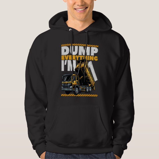 Sudadera 1.ᵉʳ Camión de construcción de cumpleaños vaciar t (Anverso)