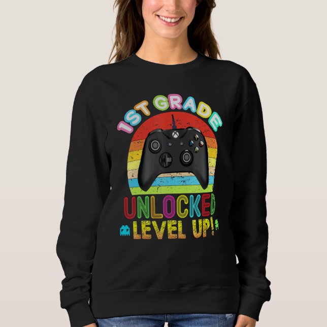 Sudadera 1.ᵉʳ Grado Desbloqueado Nivel Up Video Game Consol (Anverso)