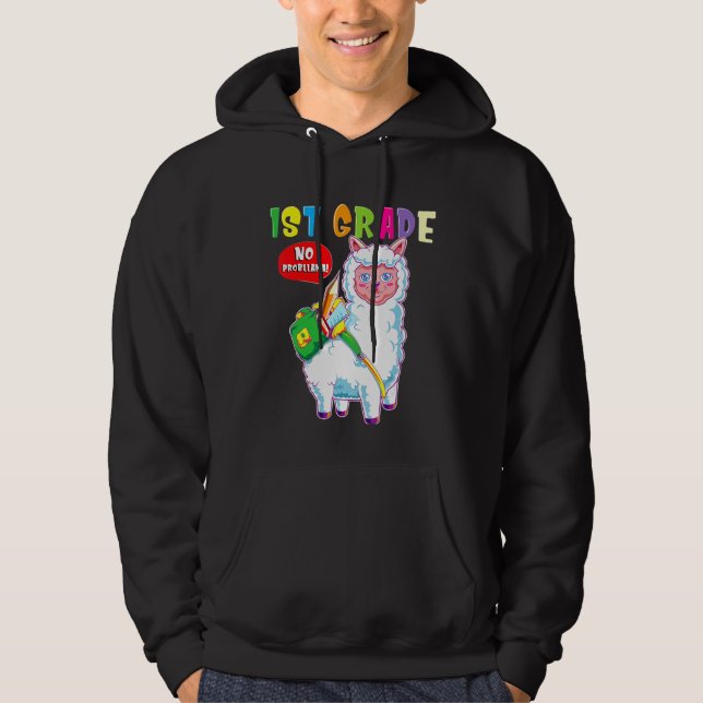 Sudadera 1.ᵉʳ Grado No Probllama Cute Llama De Primer Grado (Anverso)