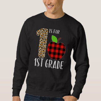 Sudadera 1 Is For 1st Grade Teacher Leopard Buffalo Plaid S