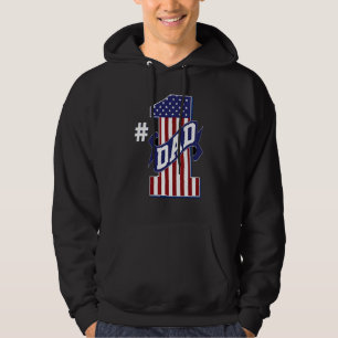 Sudadera 1 papá número uno papá día bandera estadounidense