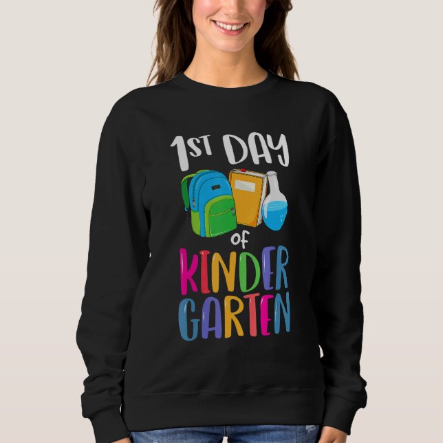 Sudadera 1st Day Of Kindergarten Back To School First Kids  (Anverso)