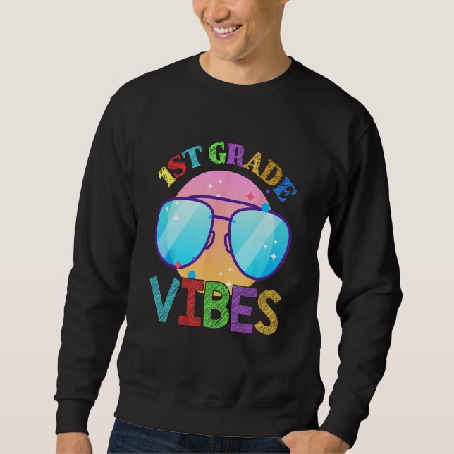 Sudadera 1st First Grade Vibes Back To School Teacher Kids  (Anverso)