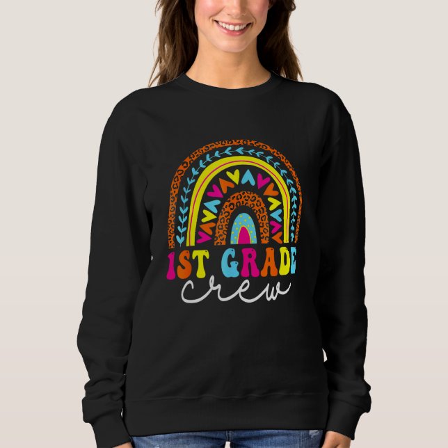 Sudadera 1st Grade Crew Back To School Rainbow Teachers Kid (Anverso)