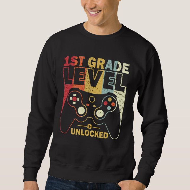 Sudadera 1st Grade Level Unlocked Back To School Video Game (Anverso)