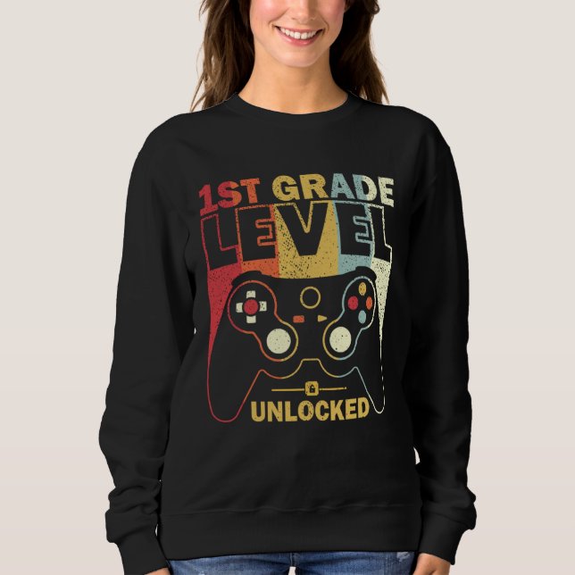 Sudadera 1st Grade Level Unlocked Back To School Video Game (Anverso)