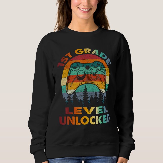 Sudadera 1st Grade Level Unlocked Gamer 1st Day Of School B (Anverso)