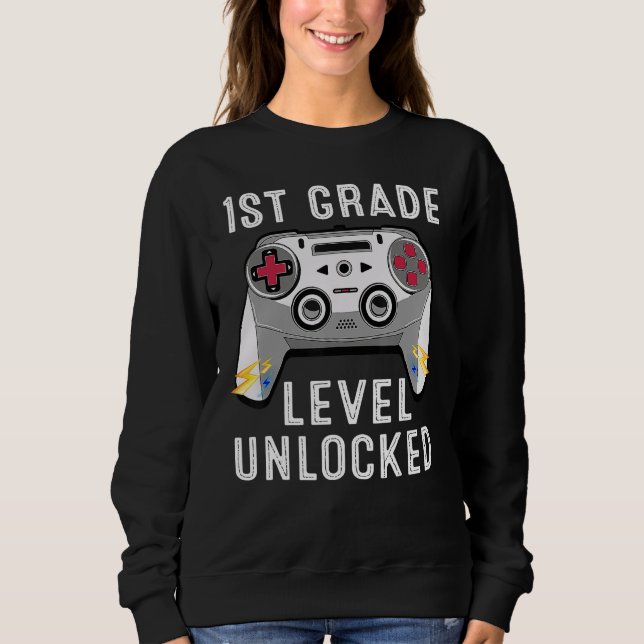 Sudadera 1st Grade Level Unlocked Gamer First Day Of School (Anverso)