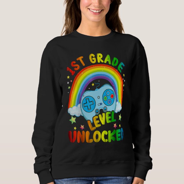 Sudadera 1st Grade Level Unlocked Rainbow Back To School Bo (Anverso)