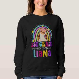 Sudadera 1st Grade Teacher Rainbow No Prob Llama 100 Days o