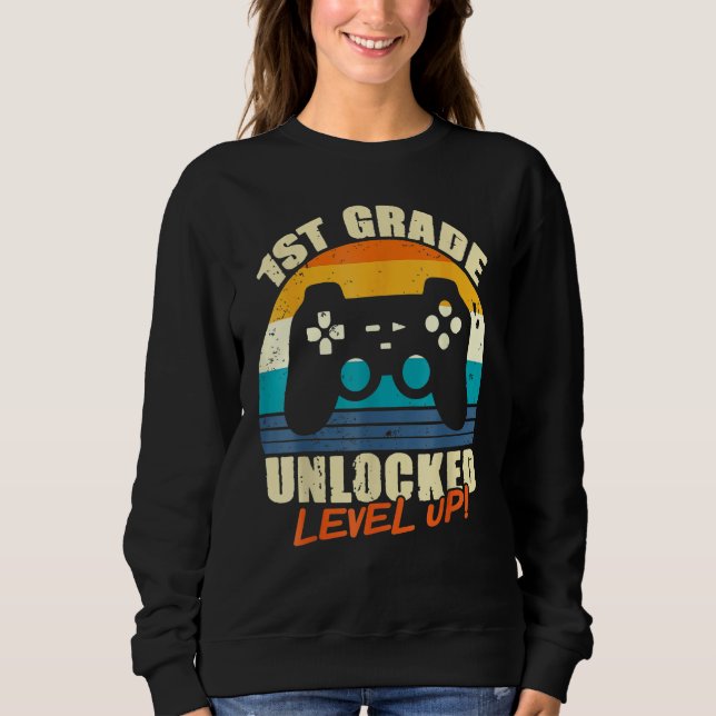 Sudadera 1st Grade Unlocked Level Up Gamer Back To School F (Anverso)