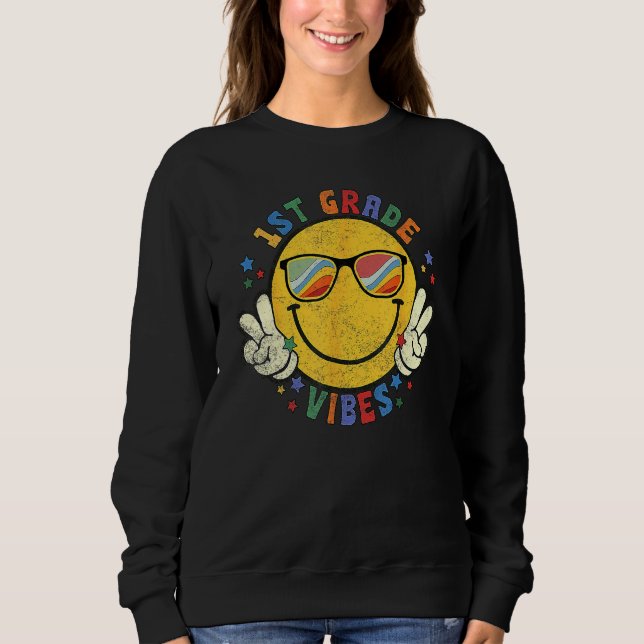 Sudadera 1st Grade Vibes Happy Face Smile Gift Back To Scho (Anverso)