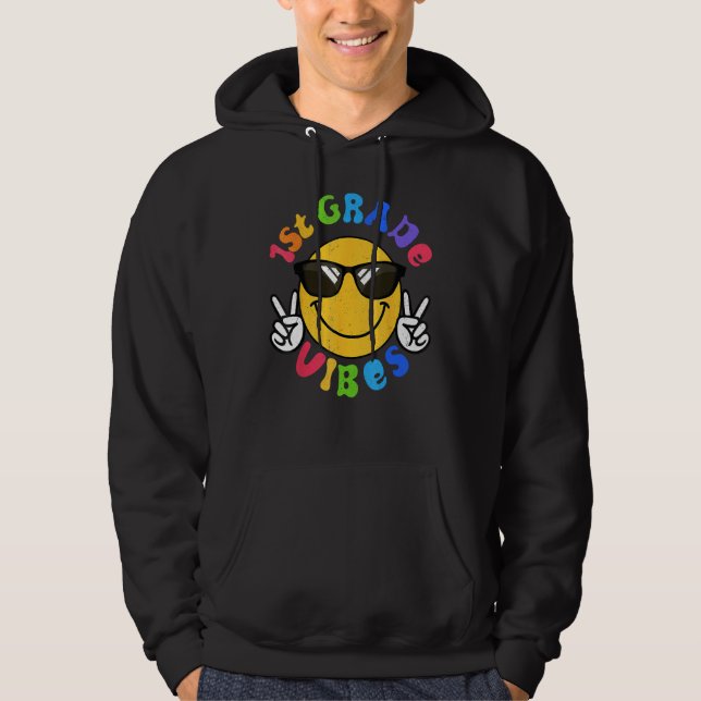 Sudadera 1st Grade Vibes Happy Face Smile Gift Back To Scho (Anverso)