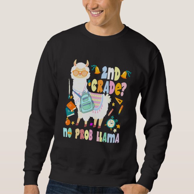 Sudadera 2º Grado No Prob-Llama Primer Día De La Escuela (Anverso)