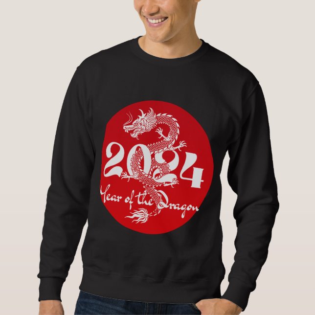 Sudadera 2024 año del dragón rojo blanco (Anverso)