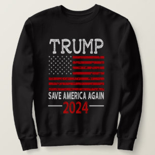 Sudadera 2024 Trump Salva América De Nuevo Bandera De EE. U