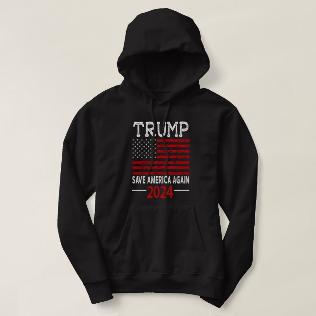 Sudadera 2024 Trump salve a Estados Unidos de nuevo bandera (Diseño del anverso)