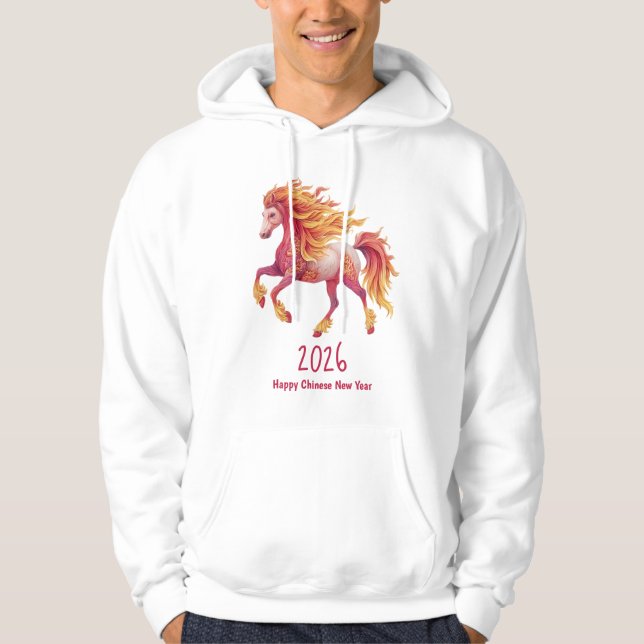 Sudadera 2026 Fiery Horse – Happy Chinese New Year (Anverso)