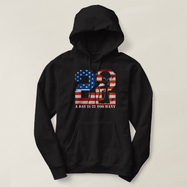 Sudadera 22 A Day Is 22 Too Many Veteran Lives Matter Help  (Diseño del anverso)