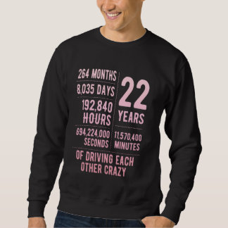 Sudadera 22 años de matrimonio gracioso 22 años de Boda