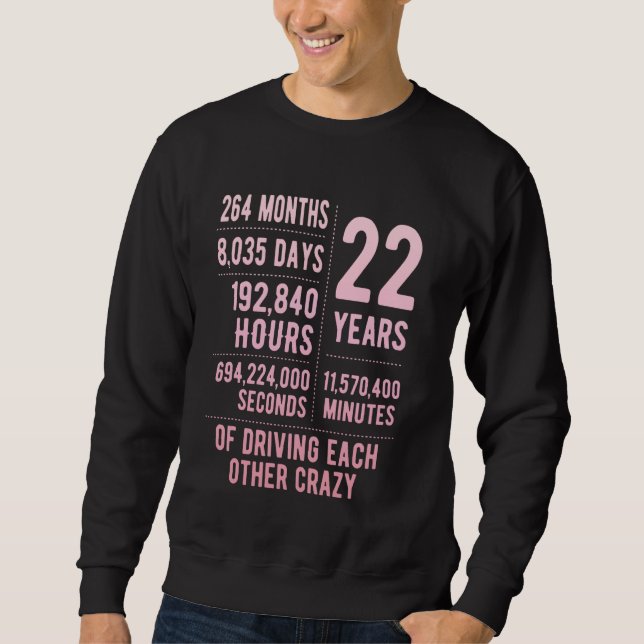 Sudadera 22 años de matrimonio gracioso 22 años de Boda (Anverso)